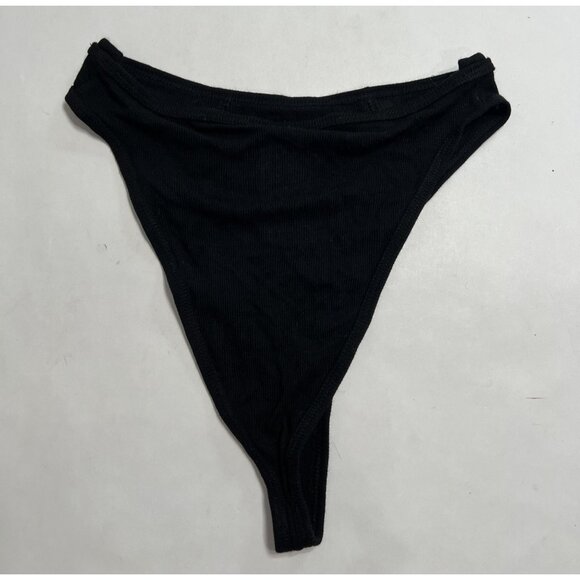 Dion Lee High Cut Micro Rib Bikini Bottoms in Black - Picture 2 of 4